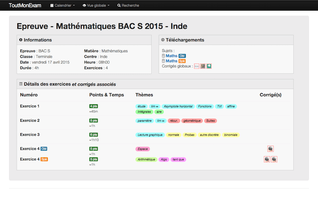 Présentation vue détails épreuve